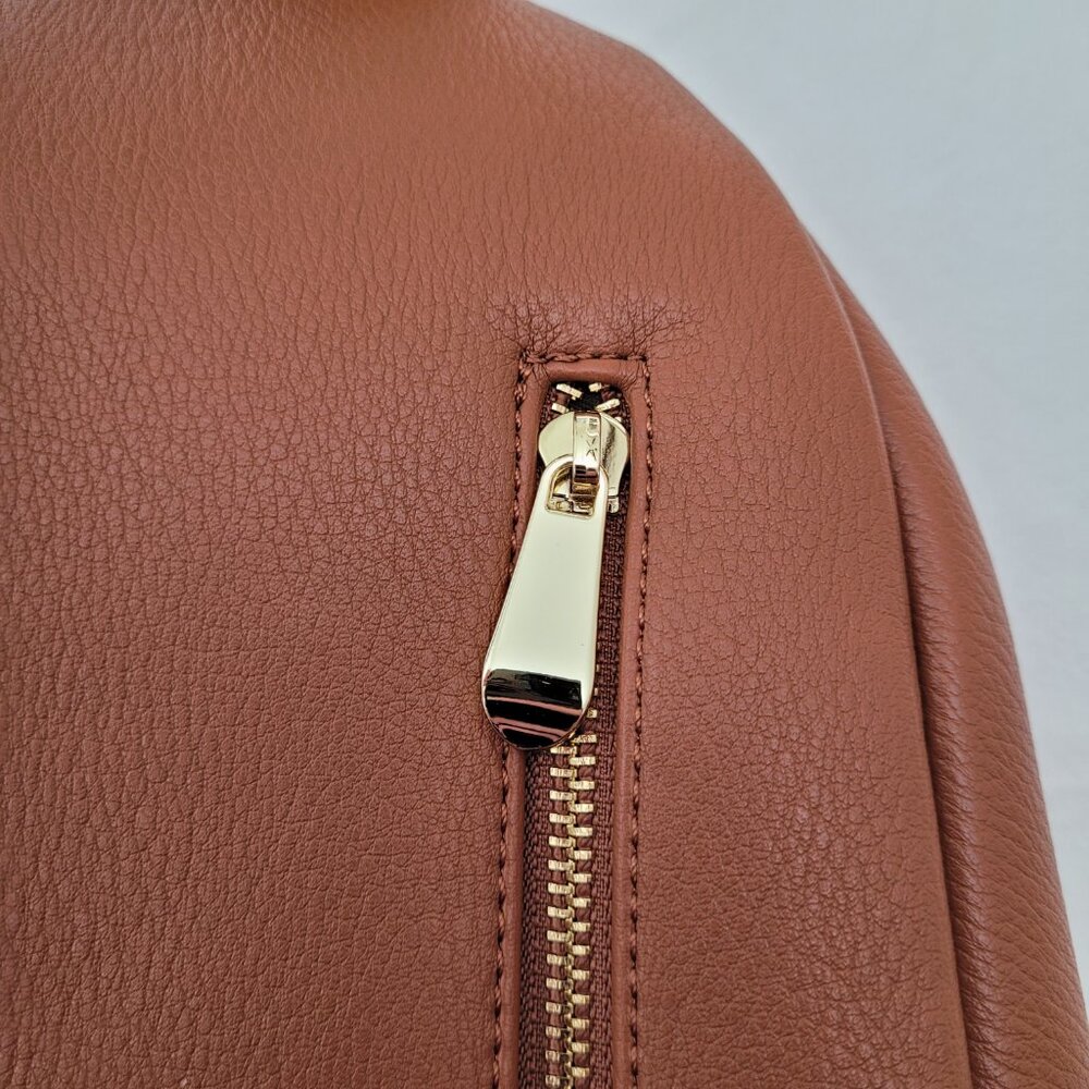 INICAT Small Crossbody Sling Bag Cognac Brown Vegan Leather Quiet Luxury NWOT - Picture 4 of 13